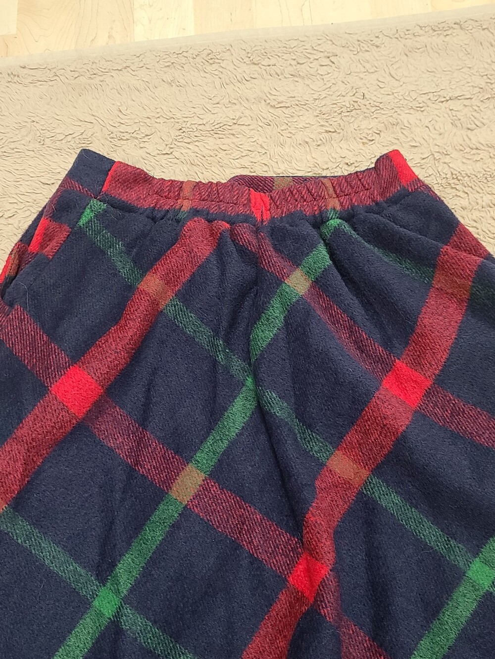 Tanming Wool Blend Classic Warm, Modest Navy Plaid A-Line Maxi Skirt, Tartan, M - Picture 10 of 11